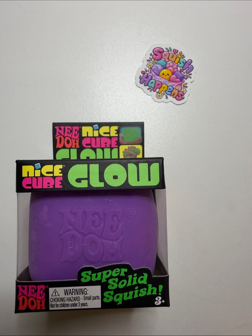 Authentic Needoh Glow Super Solid Squish - Purple (w/ sticker freebie)